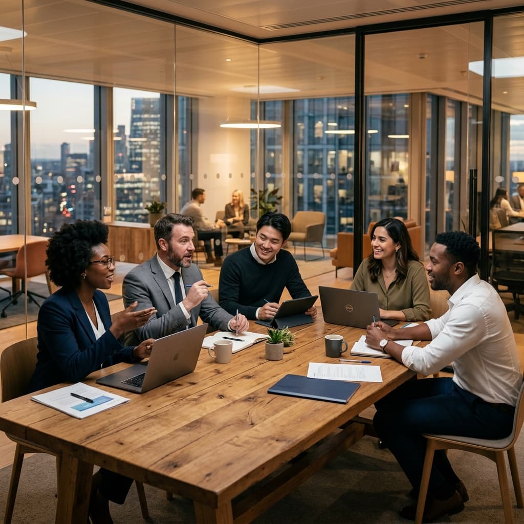 Colleagues collaborating in an office