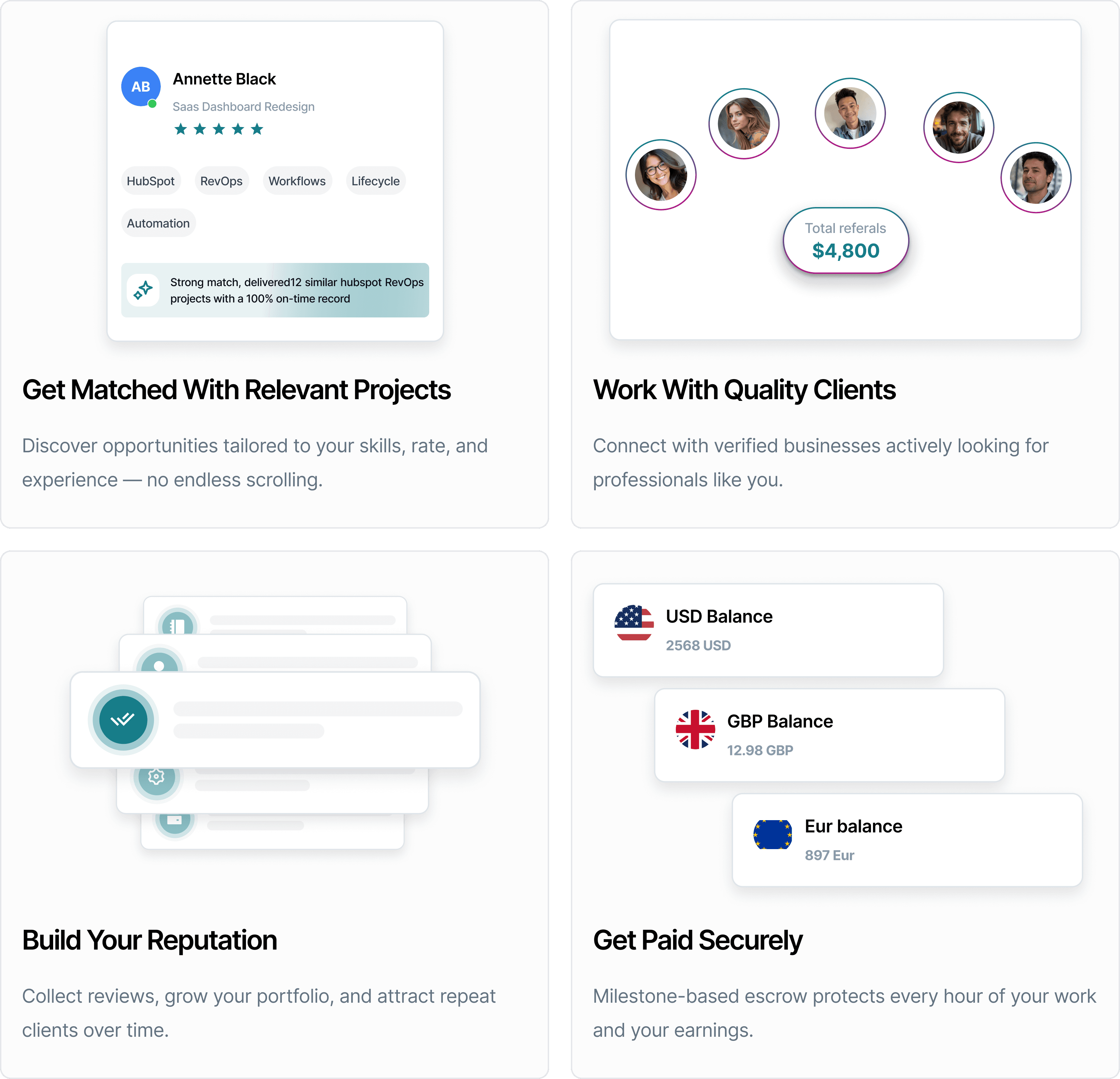 What Talent Tasker gives freelancers: matched projects, protected payments and a growing reputation