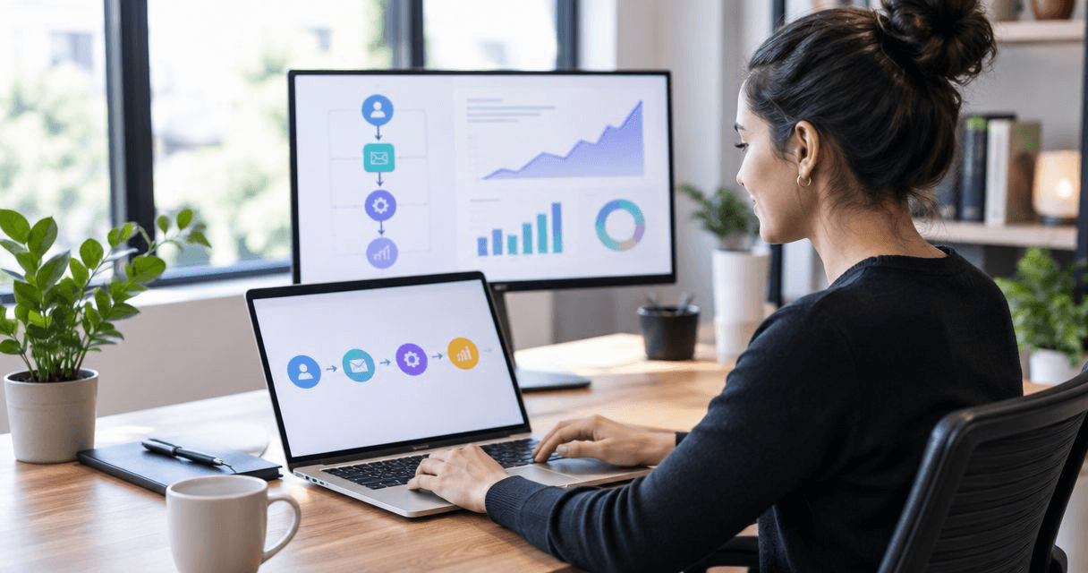Marketer mapping out a marketing automation timeline