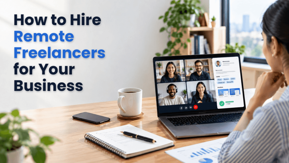 Business owner interviewing remote freelancer online